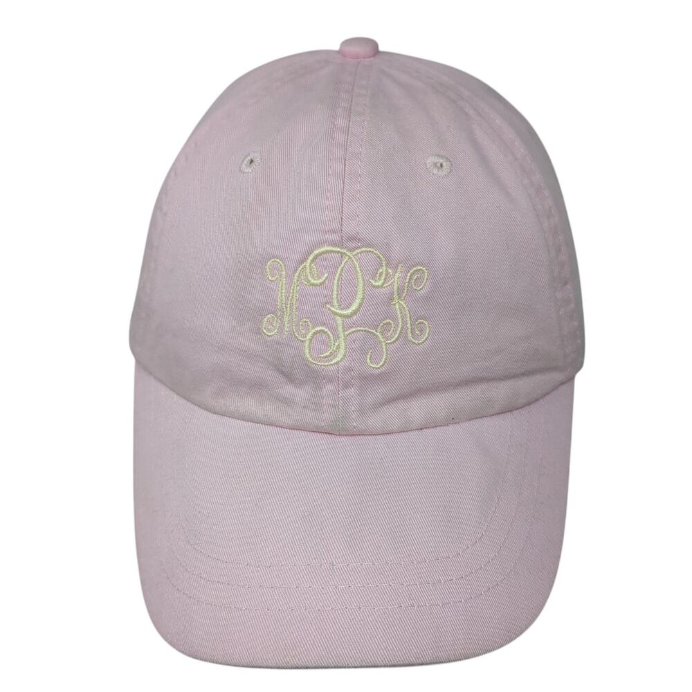 Adams Slideback Hat Pink One Size Adjustable Leather Strap Monogram